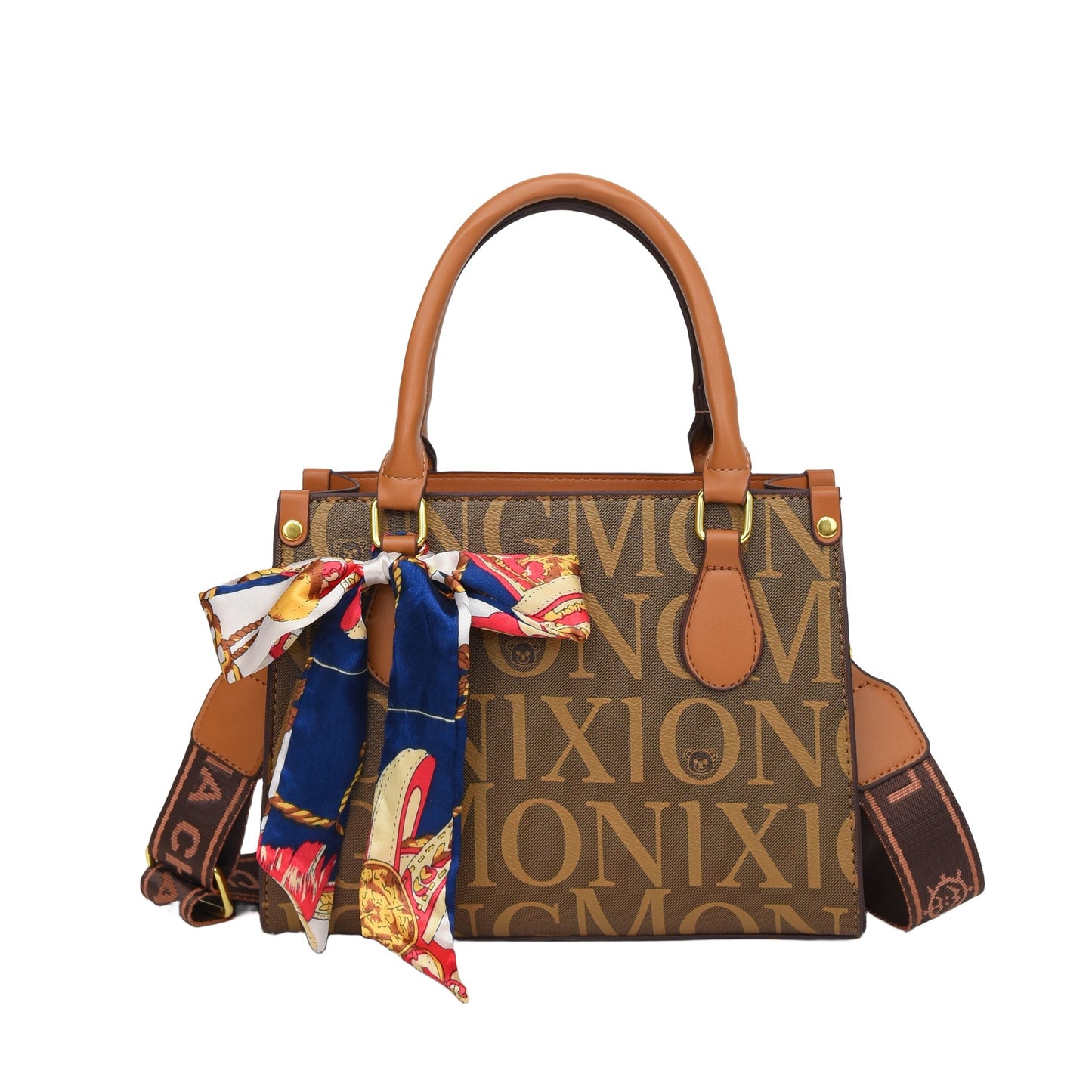 Premium printed letter silk scarf handbag