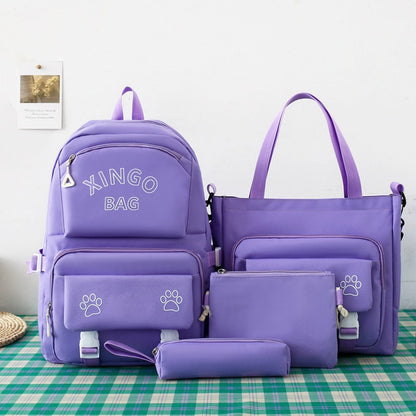 New style four piece set schoolbag for girls