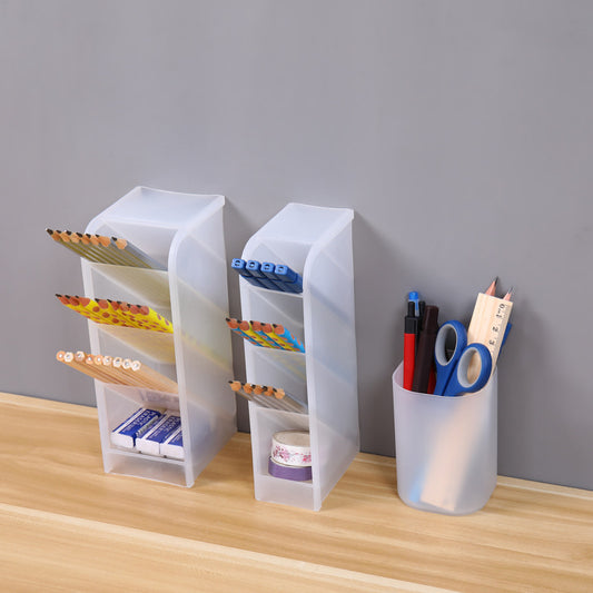 Slanted Multi-Compartment Pen Holder