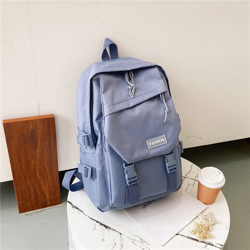 Solid color backpack Oxford cloth school bag