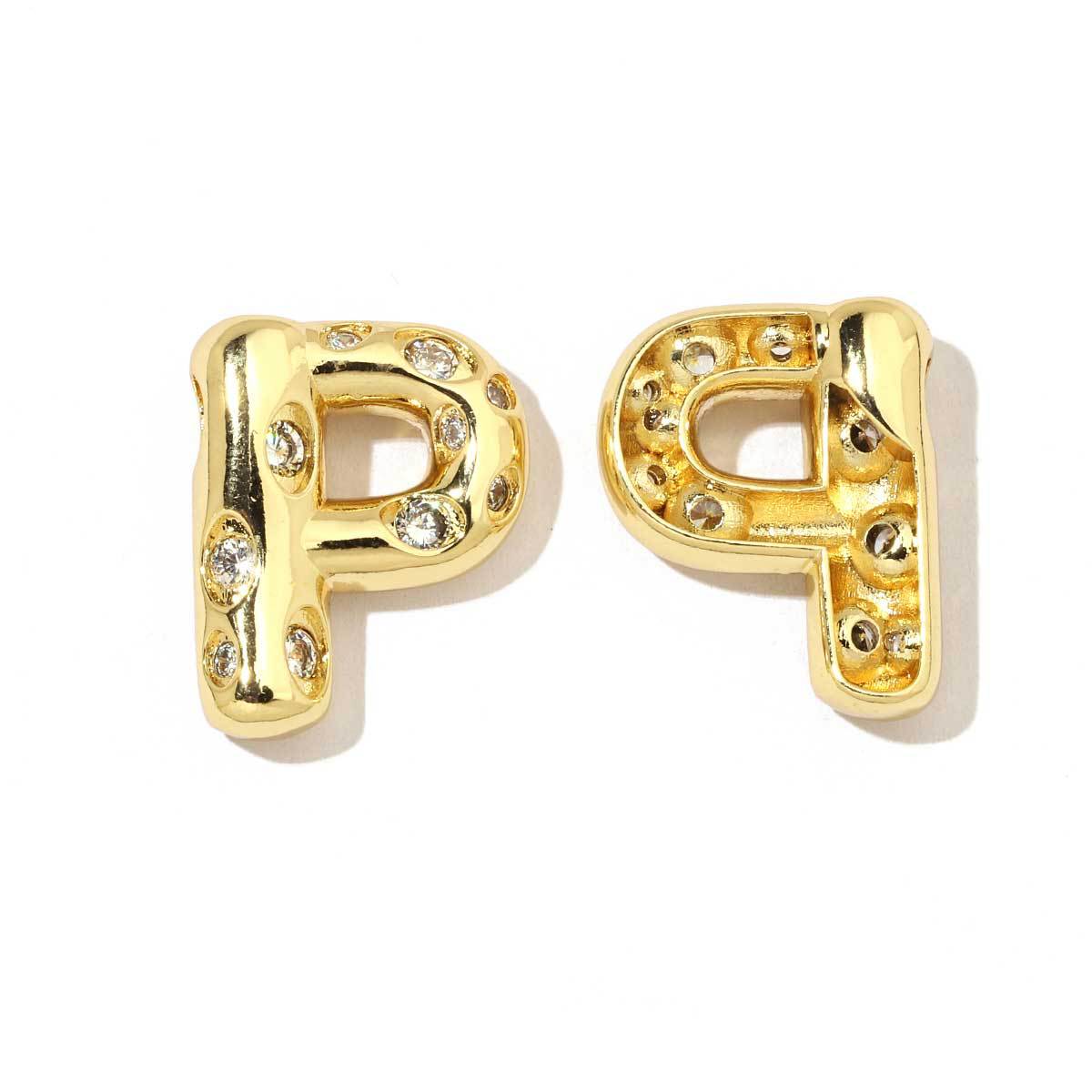 18K real gold copper inlaid zircon 26 letter pendant.