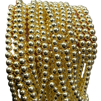 Electroplated gold hematite round beads black gallstone loose beads