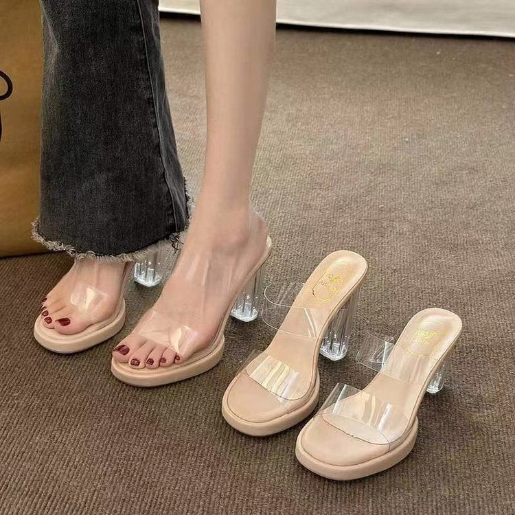 High Heel Crystal Heel Sandals