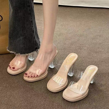 High Heel Crystal Heel Sandals