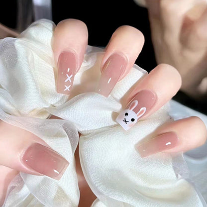 Nude White Rabbit New Year Nails