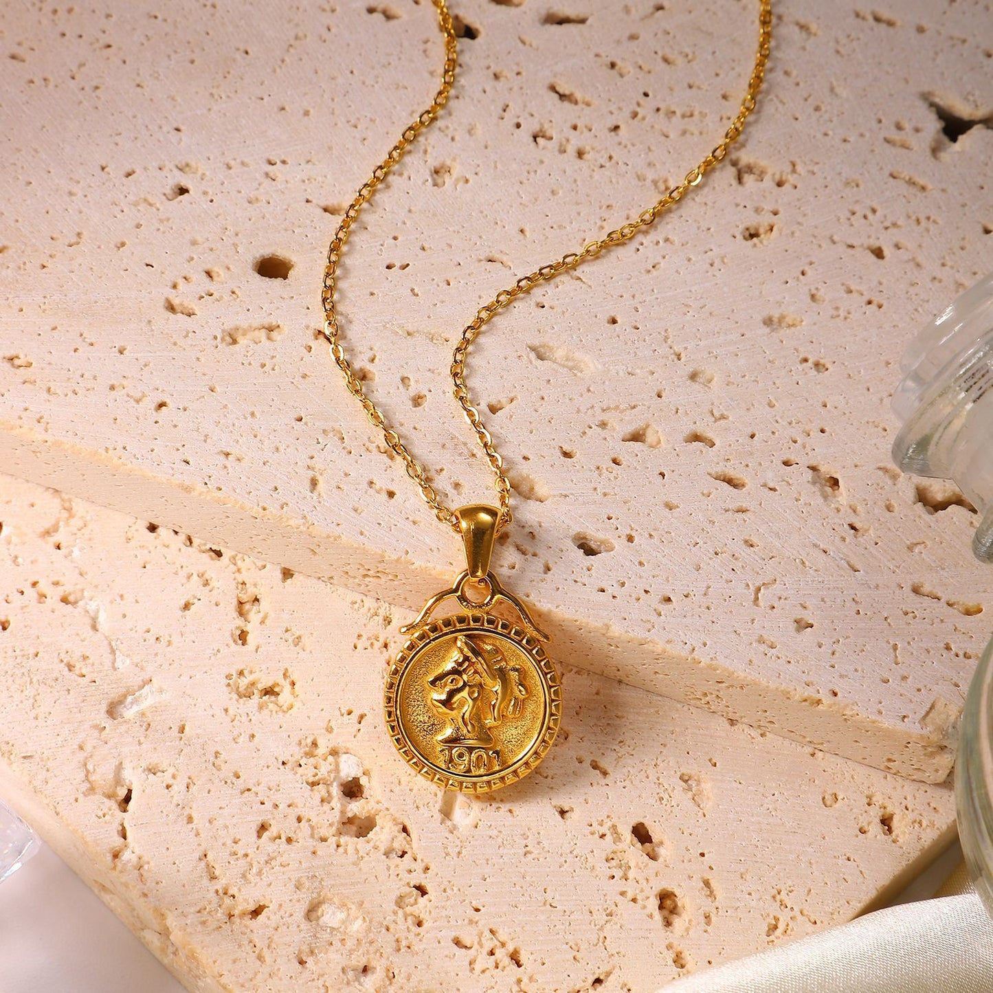 Queen's Head Coin Pendant Necklace