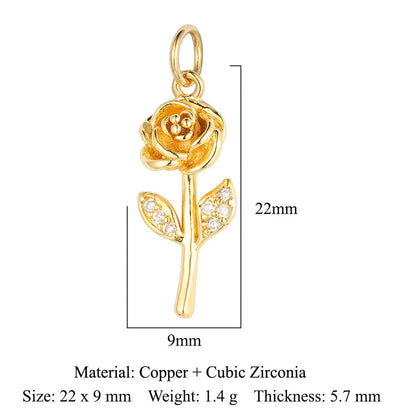 Sunflower Rose Clover Copper Zircon Pendant