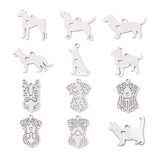 20 pcs/pack, love spotted dog titanium steel pendant.