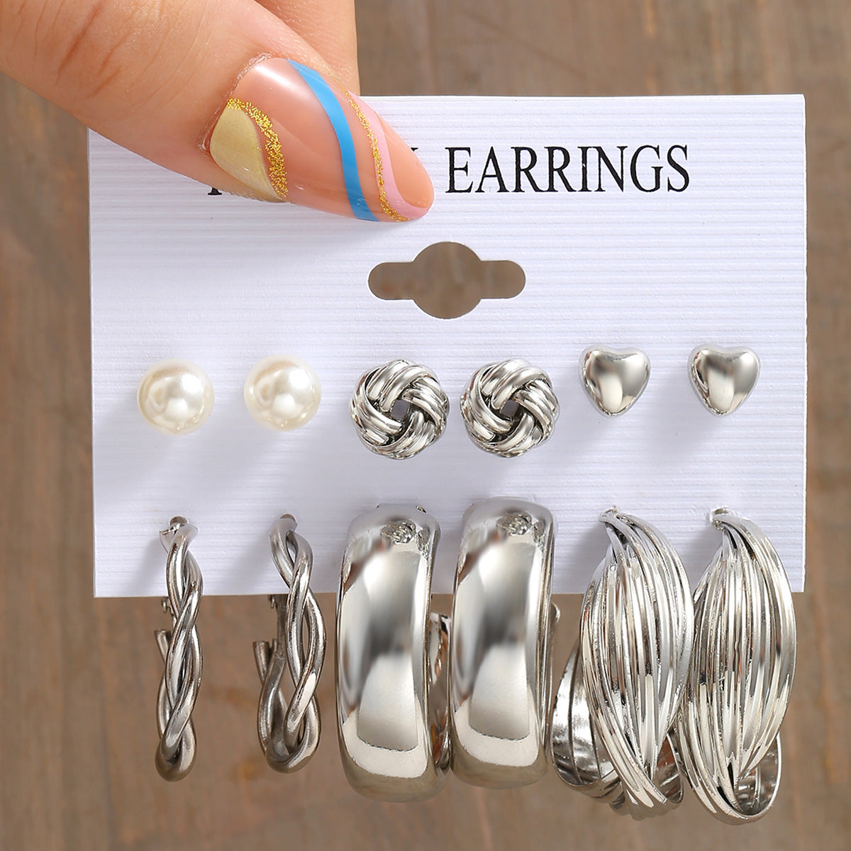 Metal Hoop Earrings Set 6 Pieces