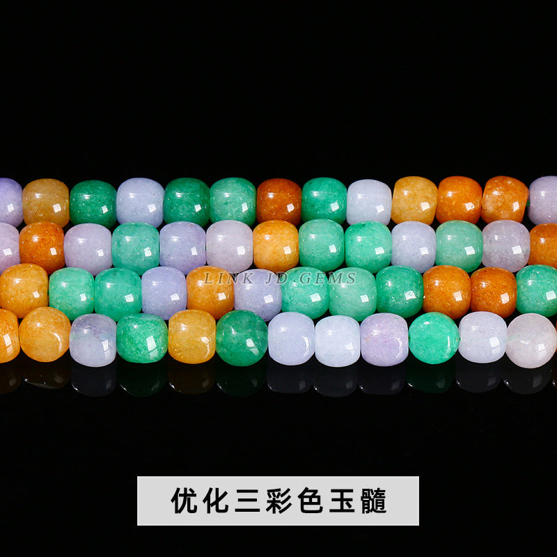 8/10Mm natural green Dongling jade loose beads