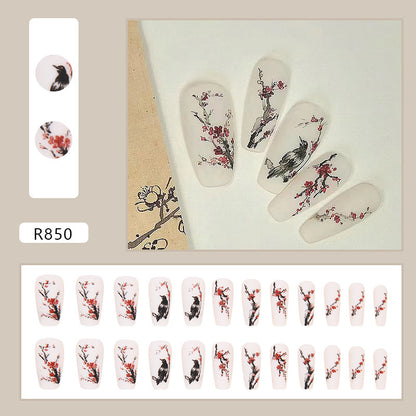 Chinese Style Matte Medium Long T Ballerina Nails