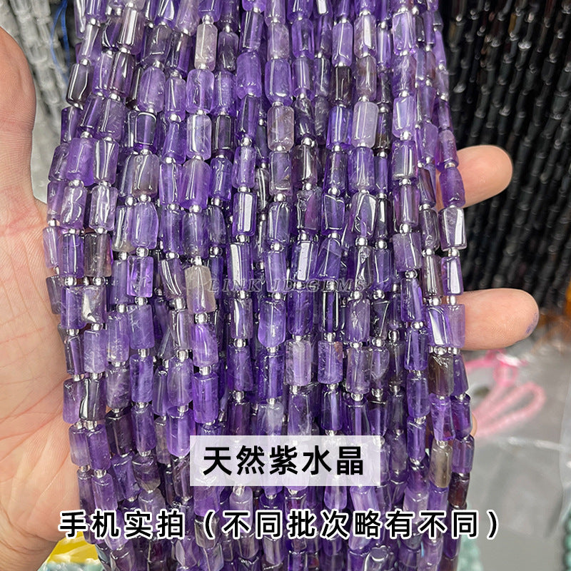 Natural stone crystal cut round tube beads loose beads