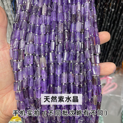 Natural stone crystal cut round tube beads loose beads