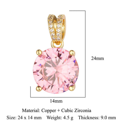 Zircon copper Color zirconium copper micro-inlaid necklace pendant