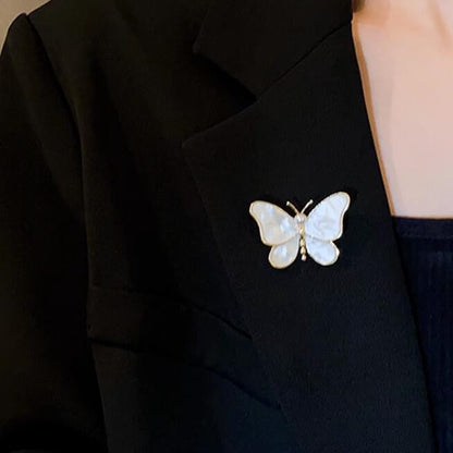 White Pearl Butterfly Brooch