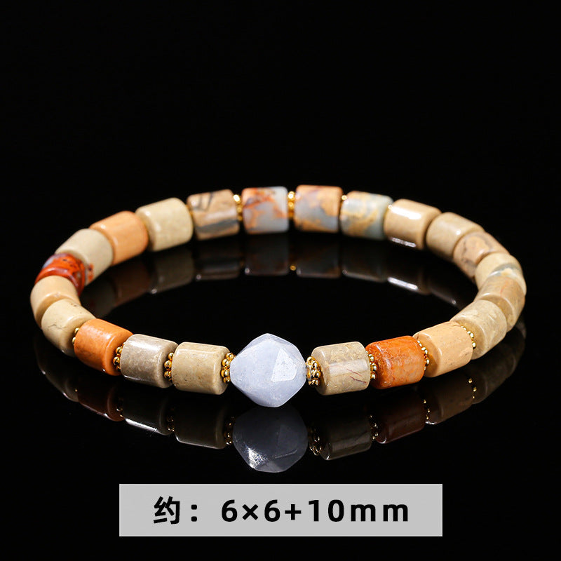 Natural Shoushan stone round tube bracelet.