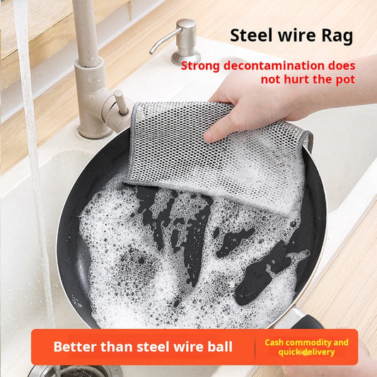 Silver Wire Cleaning Cloth, Double-Sided, Kitchen Cleaning Tool