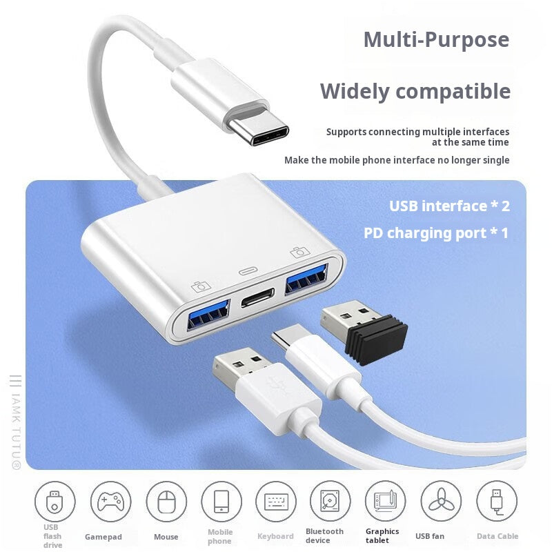 Card Reader: Type-C/Iphone to SD/TF and USB