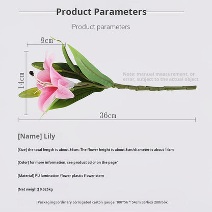 3 mini lily flower hand-feel film artificial flower