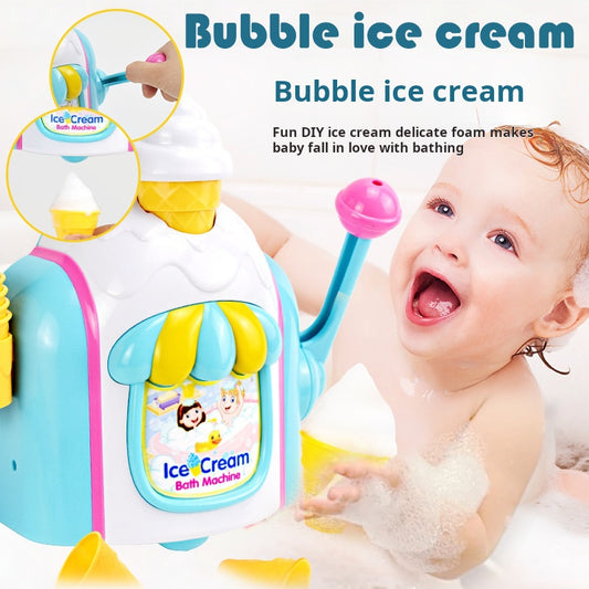 Children's Bath Ice Cream Bubble Machine Bath Play Toy Handheld Bubble Maker Ice Cream Machine