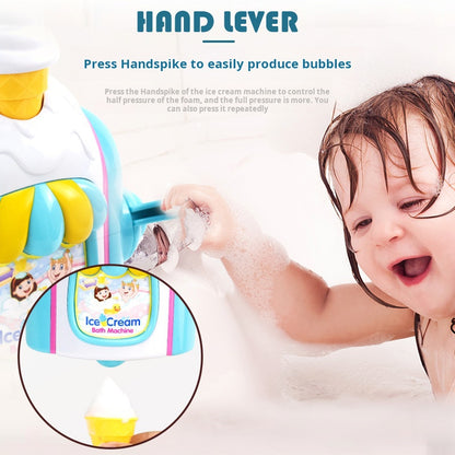 Children's Bath Ice Cream Bubble Machine Bath Play Toy Handheld Bubble Maker Ice Cream Machine