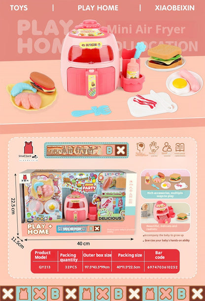 Pretend Play Toy Set: Simulation Home Appliances including Air Fryer, Juicer, Refrigerator for Kitchen Cooking Children