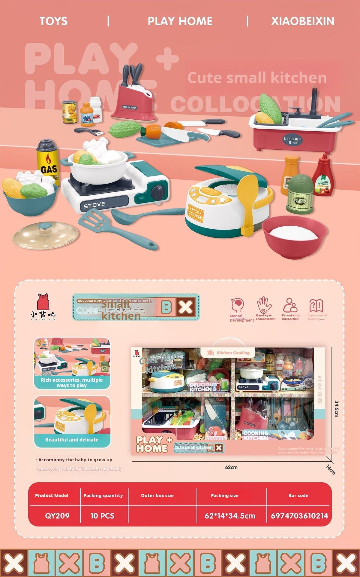 Pretend Play Toy Set: Simulation Home Appliances including Air Fryer, Juicer, Refrigerator for Kitchen Cooking Children