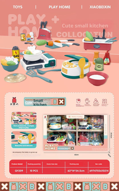 Pretend Play Toy Set: Simulation Home Appliances including Air Fryer, Juicer, Refrigerator for Kitchen Cooking Children