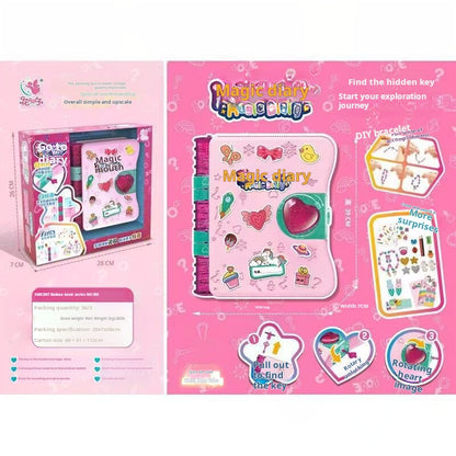 Children's Magic Diary Blind Box Treasure Chest Stationery Pretend Play Toy for Girls Little Princess Surprise Magic Book