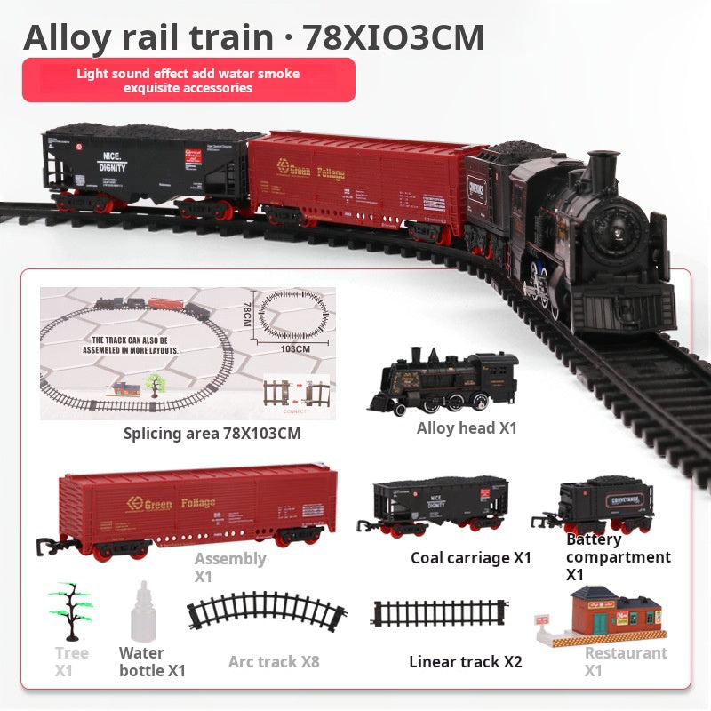 Children's Simulation Electric Steam Alloy Small Train High-speed Rail Track Retro Classic Electric Track Car Model