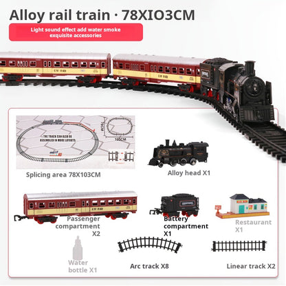 Children's Simulation Electric Steam Alloy Small Train High-speed Rail Track Retro Classic Electric Track Car Model