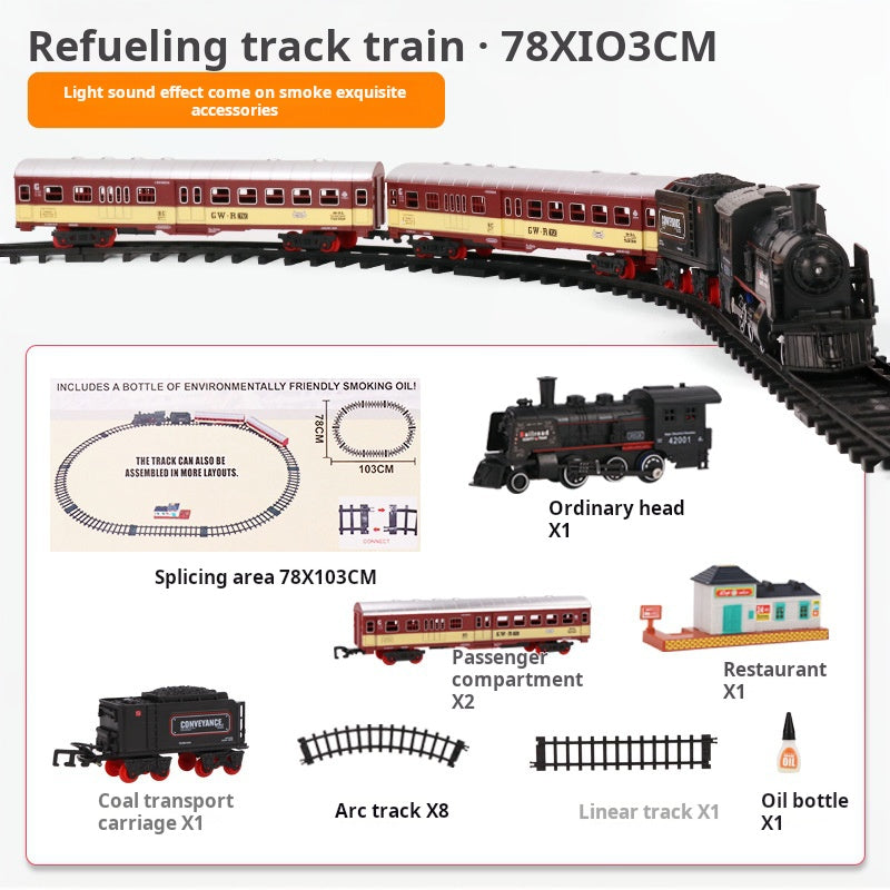 Children's Simulation Electric Steam Alloy Small Train High-speed Rail Track Retro Classic Electric Track Car Model