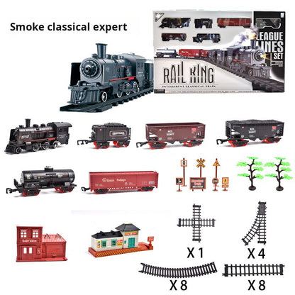 Children's Simulation Electric Steam Alloy Small Train High-speed Rail Track Retro Classic Electric Track Car Model