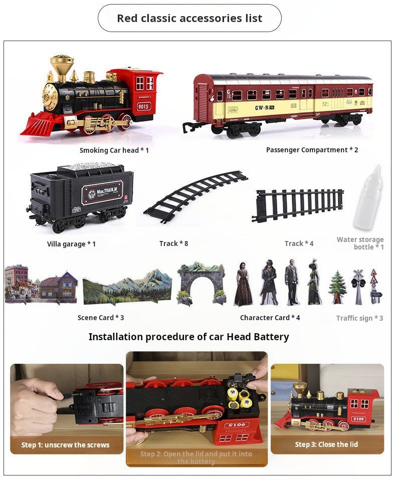 Children's Simulation Electric Steam Alloy Small Train High-speed Rail Track Retro Classic Electric Track Car Model