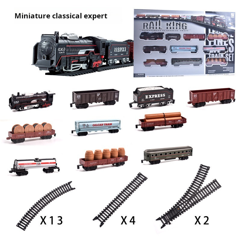 Children's Simulation Electric Steam Alloy Small Train High-speed Rail Track Retro Classic Electric Track Car Model