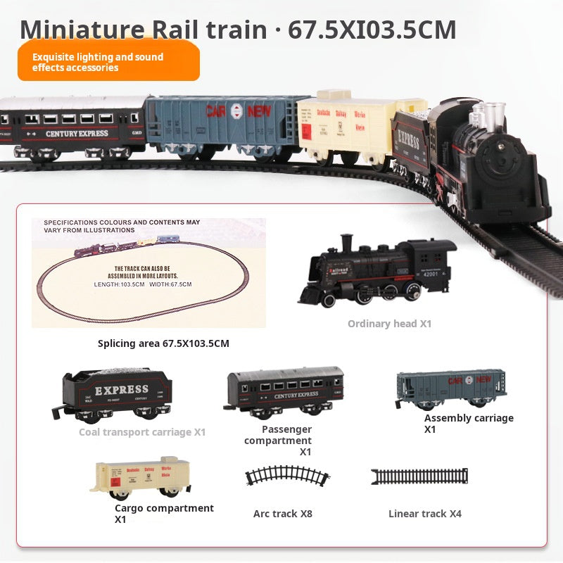 Children's Simulation Electric Steam Alloy Small Train High-speed Rail Track Retro Classic Electric Track Car Model