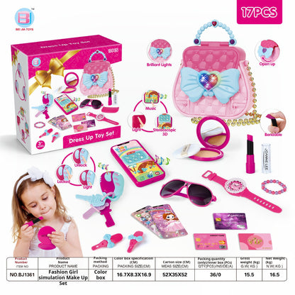 Children's Makeup Kit for Girls: Pretend Play Princess Makeup Handbag Set