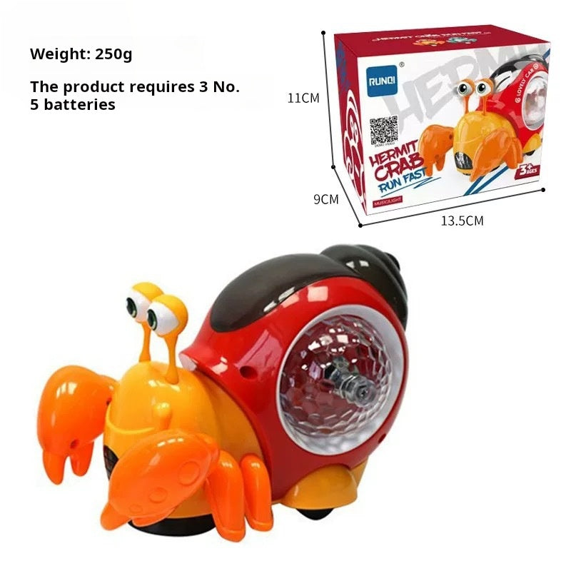 Children's Electric Automatic Sensing Crab and Snail Toy for Boys and Girls Ages 3-6+ Simulation Crawling Toy