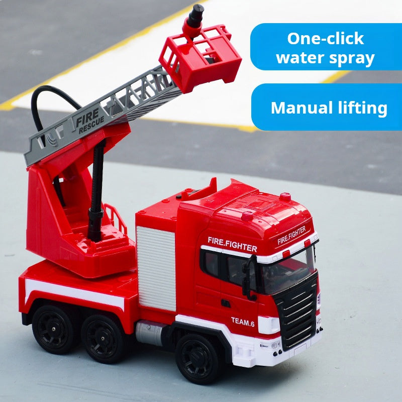 Electric Remote Control Fire Truck: Simulation Rescue Vehicle with Sound and Light, One-Button Water Spray for Children Boys Toy