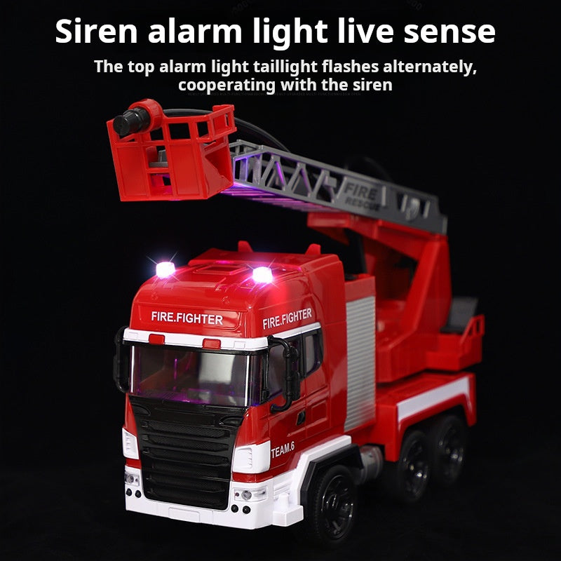 Electric Remote Control Fire Truck: Simulation Rescue Vehicle with Sound and Light, One-Button Water Spray for Children Boys Toy