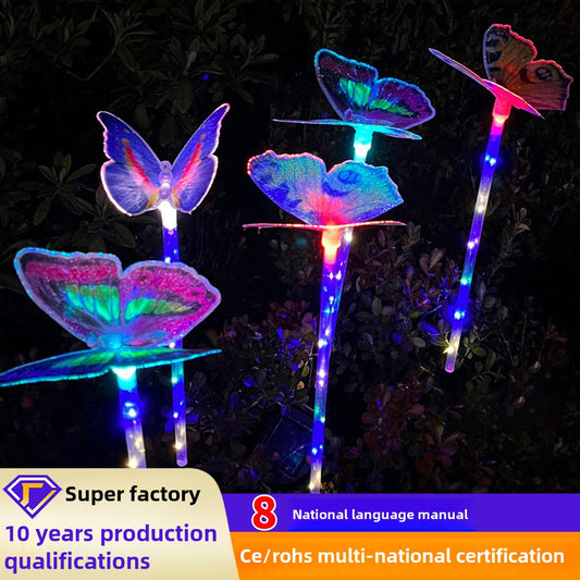 Solar flower lamp simulation butterfly floor plug lamp