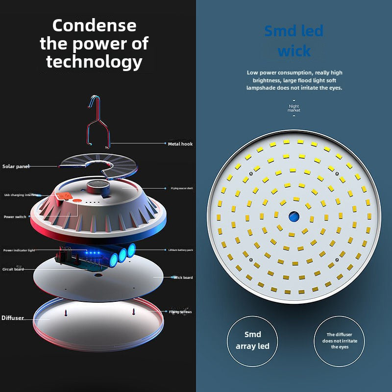 Solar flying saucer light LED highlight light