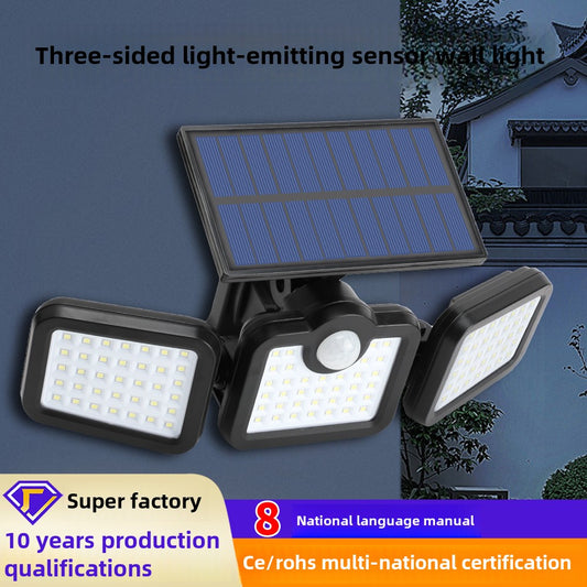 Solar three-head split wall lamp