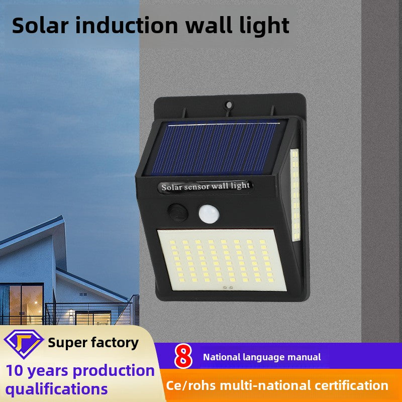 100LED solar human body induction three-sided luminous wall lamp