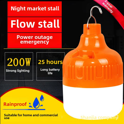 Rechargeable night market stall light bulb