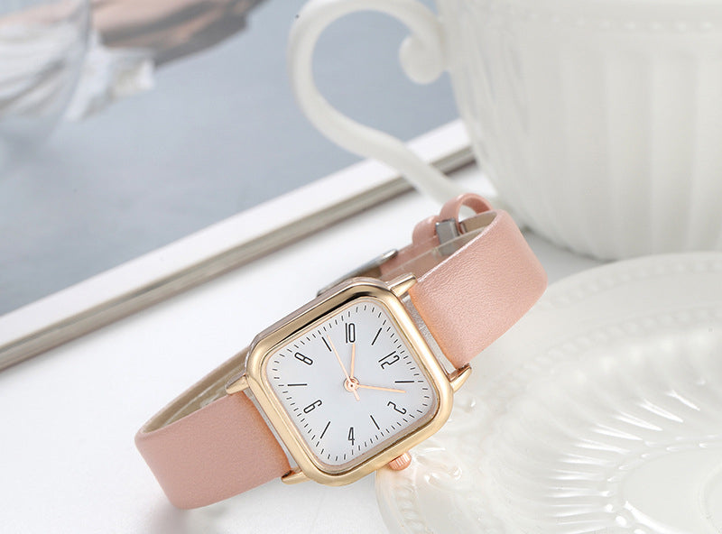 Square Leather Band Women's Quartz Watch