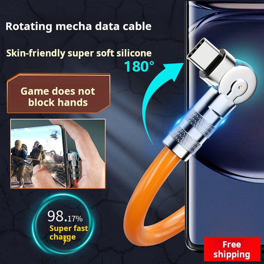 180° Rotating Fast Charging Zinc Alloy Phone Cable