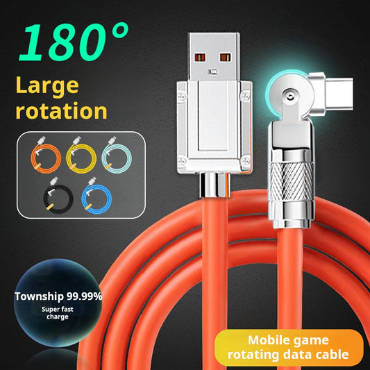 LED Rotating USB Cable for Type-C, 66W Fast Charge