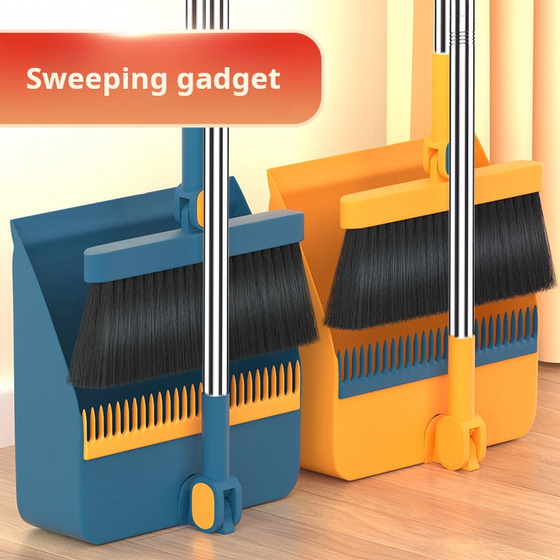 Folding Broom and Dustpan Set, Soft Brush, Hair-Resistant