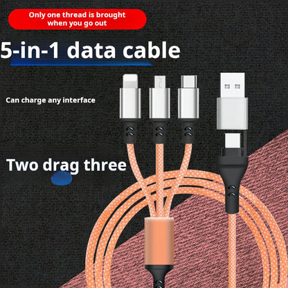 PD fast charging 6 in 1 data cable 100w